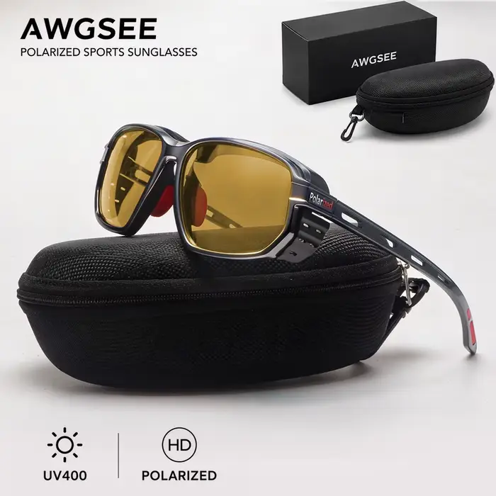 Lunettes de soleil polarisées pour hommes, UV400, anti-éblouissement, lunettes de sport, coussinets 
