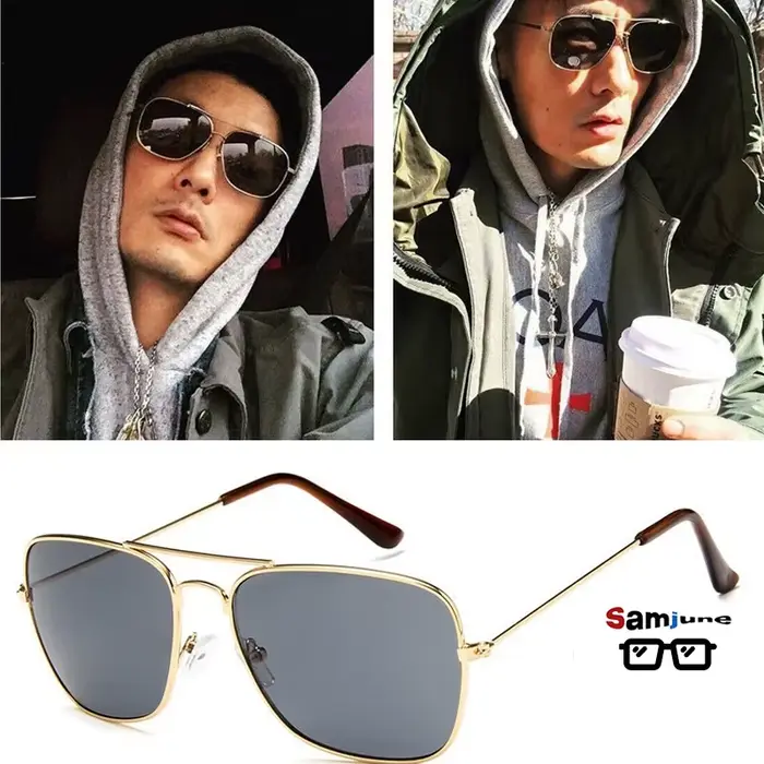 Lunettes de soleil carrées plates pour hommes Samjune, marque de créateur