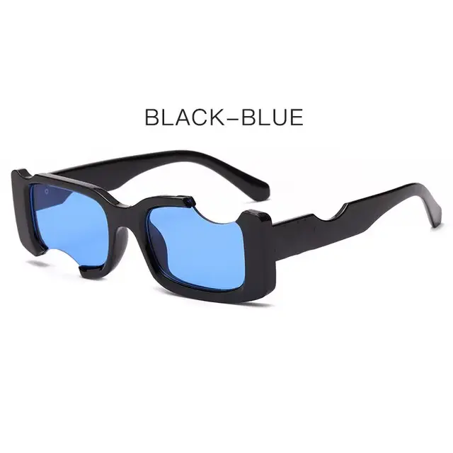 Lunettes de soleil carrées Hip Hop pour femmes et hommes, design de trou hors encoche, blanc, bleu, 
