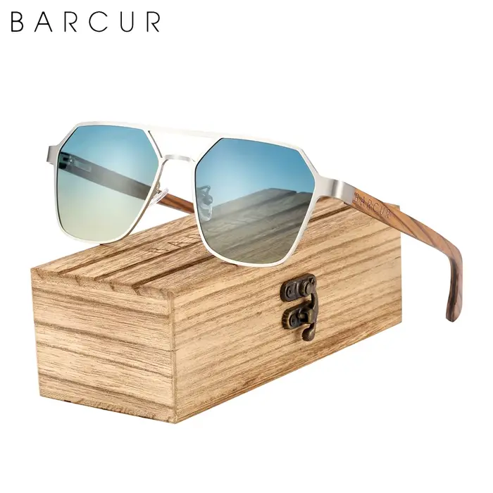Lunettes de soleil polarisées pour hommes et femmes, Design de marque, temple en bois de zèbre, mont