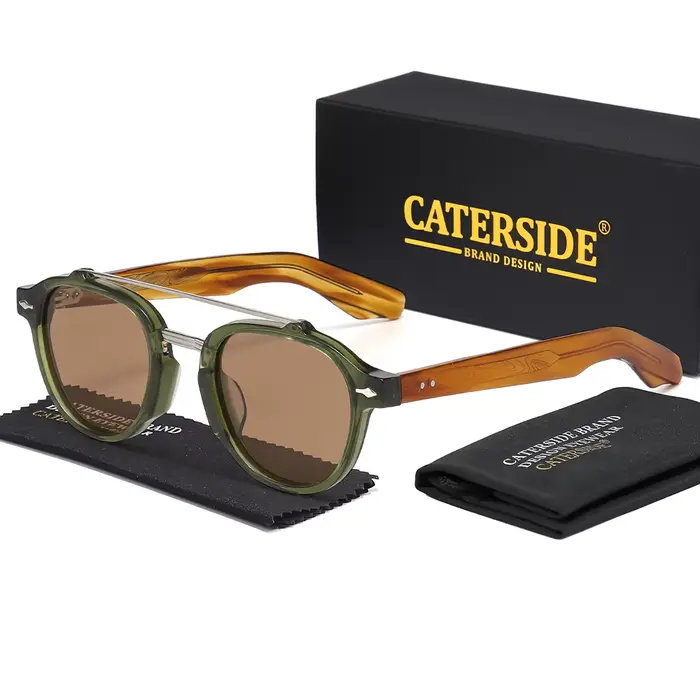 CATERSIDE Nouvelles lunettes de soleil polarisées pour homme, monture en acétate, design à double po
