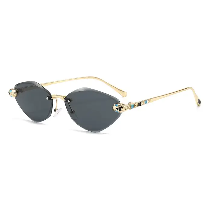 Lunettes de soleil vintage sans monture à tête de serpent pour femme, style rétro irrégulier, protec