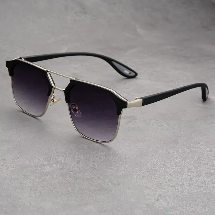 Lunettes de soleil carrées Vintage pour hommes, nouvelles lunettes de soleil classiques à Double pon