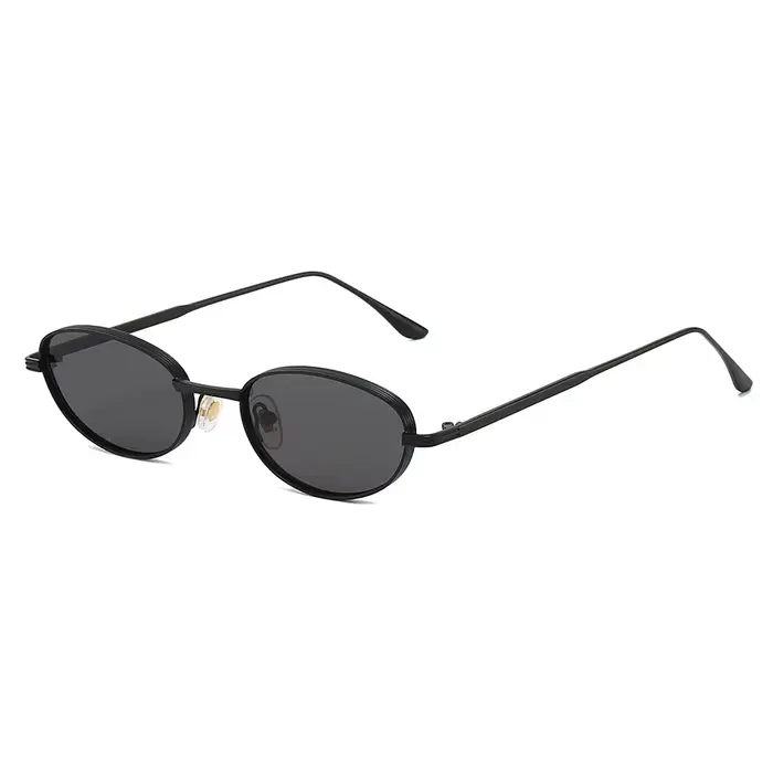 Lunettes de soleil ovales en métal exquises, petite monture personnalisée européenne et américaine, 