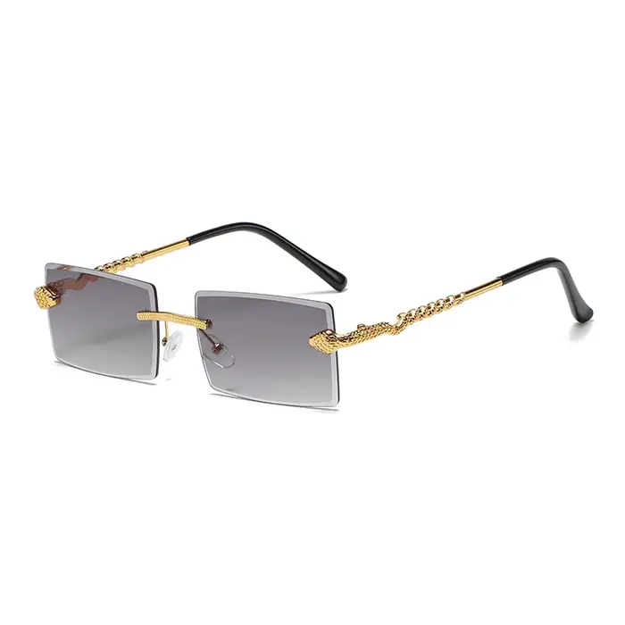 Lunettes de soleil carrées vintage sans monture motif serpent pour hommes et femmes, de marque de lu