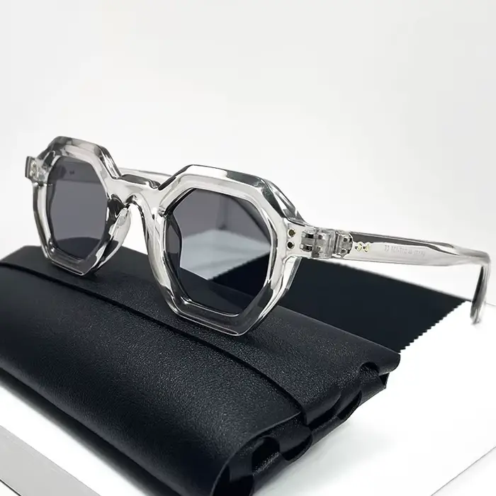 Lunettes de soleil rétro polygonales ambrées pour femmes, petites lunettes carrées, lunettes de sole