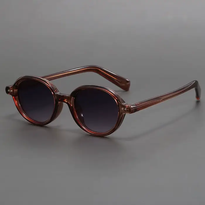 Acétate petites lunettes de soleil rondes polarisées hommes japonais unisexe ovale