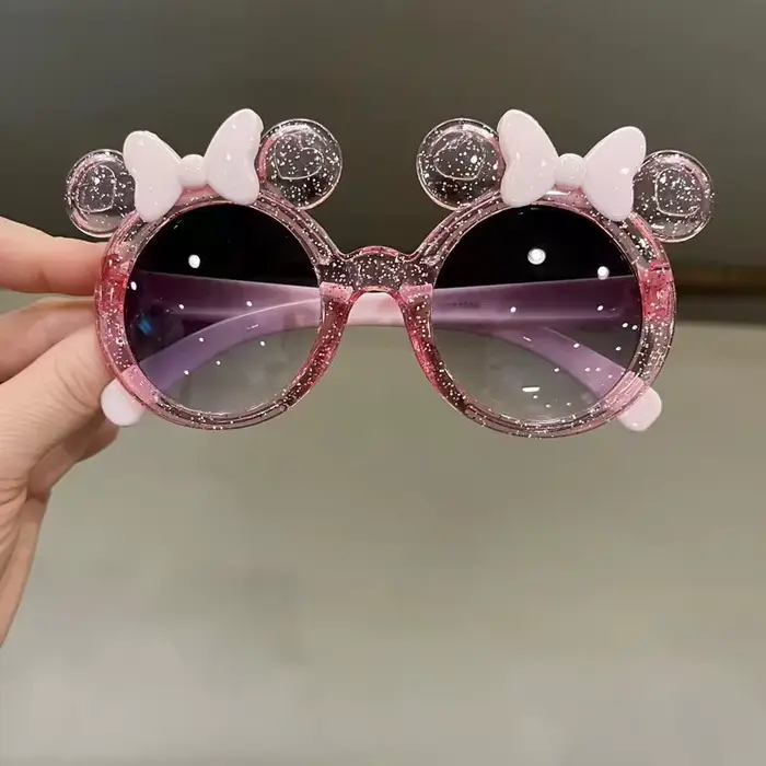 Lunettes de soleil avec nœud en cristal pour filles et enfants, tendance, personnalisées, dessin ani