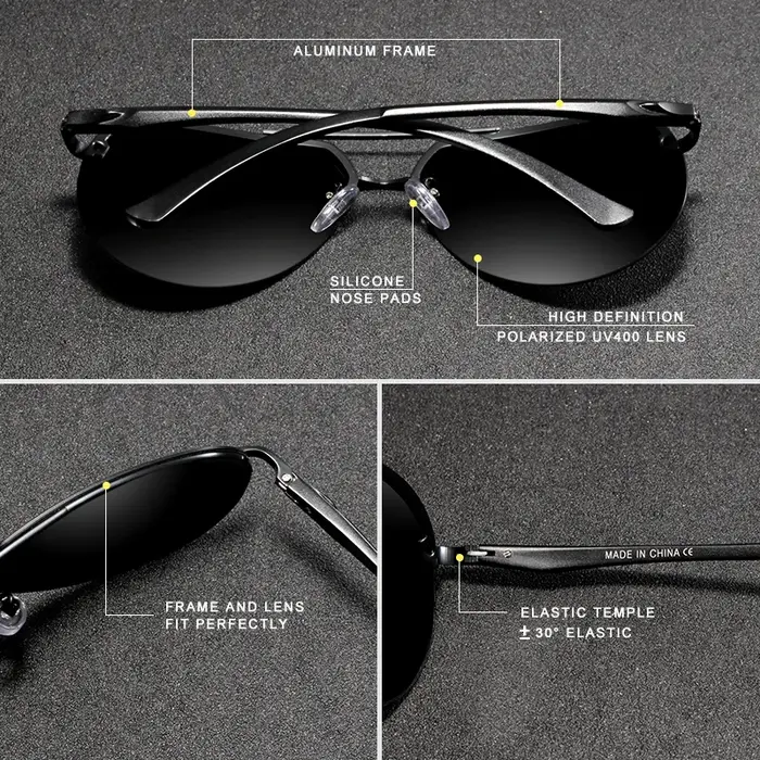 KINGSEVEN aluminium magnésium polarisé sans monture lentille lunettes de soleil pour hommes haute dé