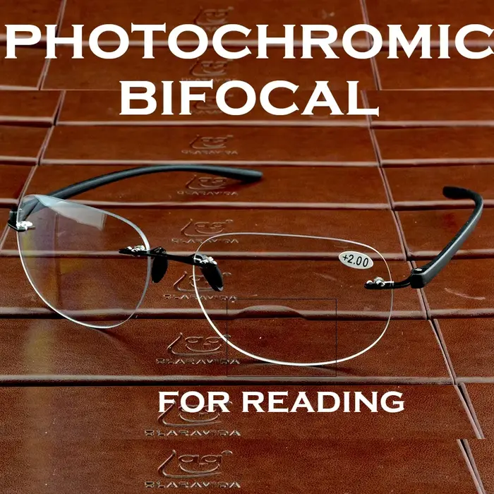 NOMANOV Lunettes de soleil photochromiques sans monture de style spatial Lunettes de lecture bifocal