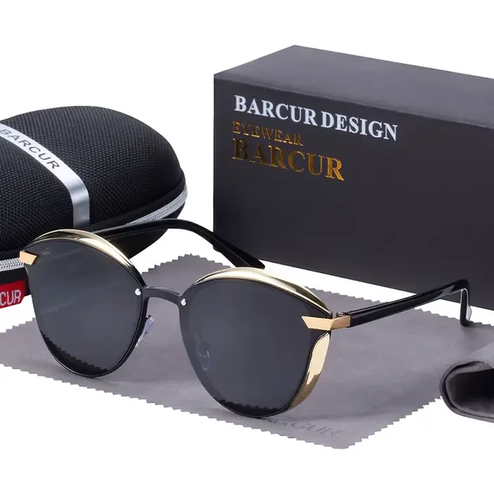 Lunettes de soleil polarisées de luxe BARCUR femmes lunettes de soleil rondes lunettes de soleil fem