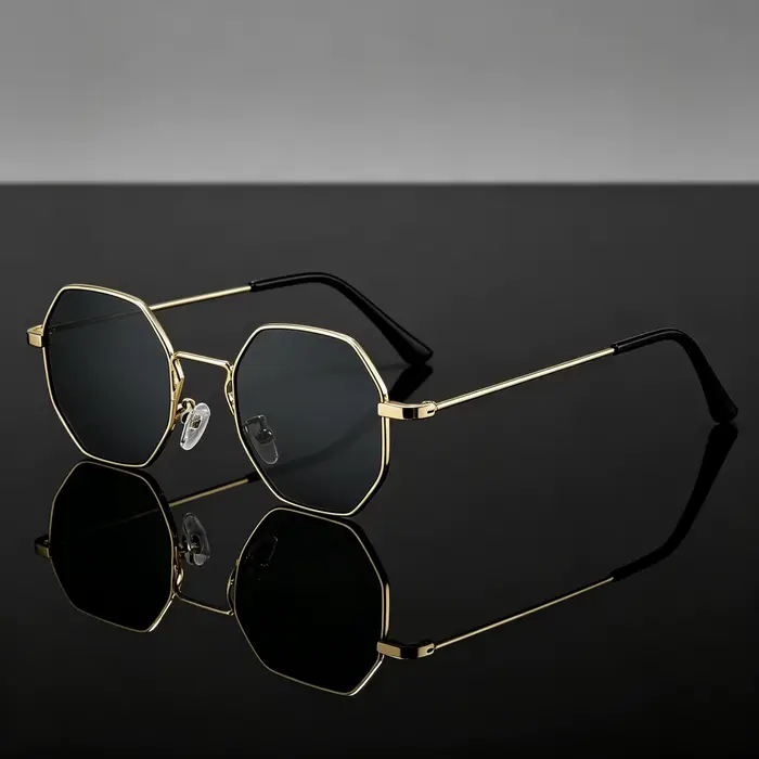 Une paire de lunettes à monture polygonale au design rétro tendance, idéales pour un usage quotidien décontracté et un choix de cadeau parfait.