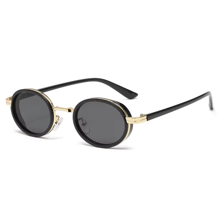 Lunettes de soleil ovales à monture métallique pour hommes et femmes, lunettes de soleil punk classi