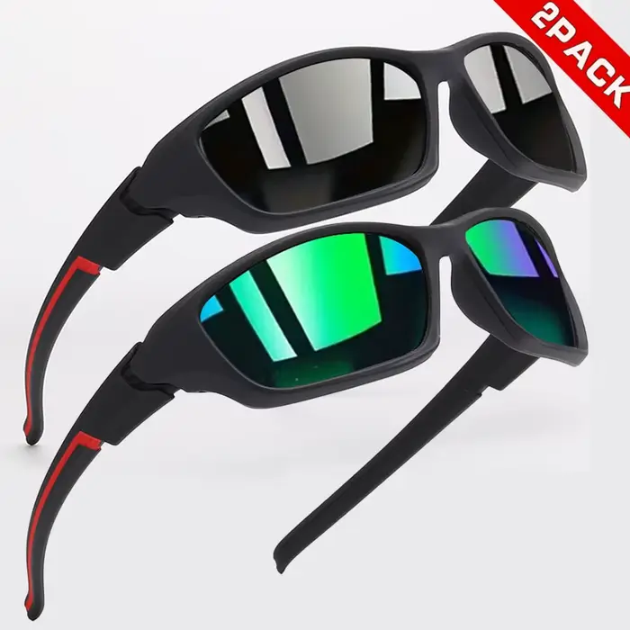 Lunettes de soleil de sport colorées 2 pièces-conception enveloppante, UV400 unisexe confort adapté 