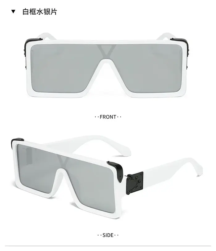 CHHC-Lunettes de soleil de printemps et d'été, grandes lunettes de soleil carrées, lentille une pièce, UV400, les plus récentes, 2022