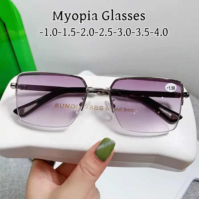 Nouvelles lunettes de myopie affaires demi-monture Anti lumière bleue