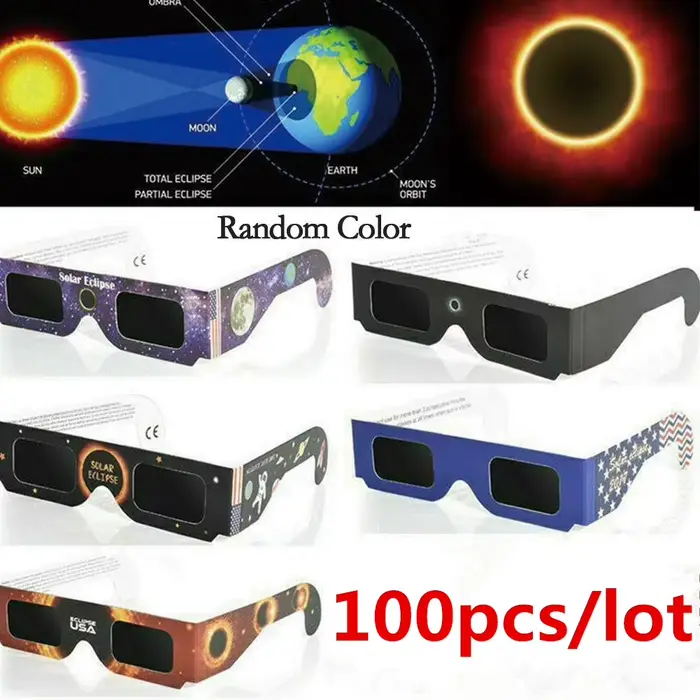 Lunettes éclipse solaire, 100 pièces/lot, papier 3D sûr, lunettes solaires Lentes Vr, lunettes de vi