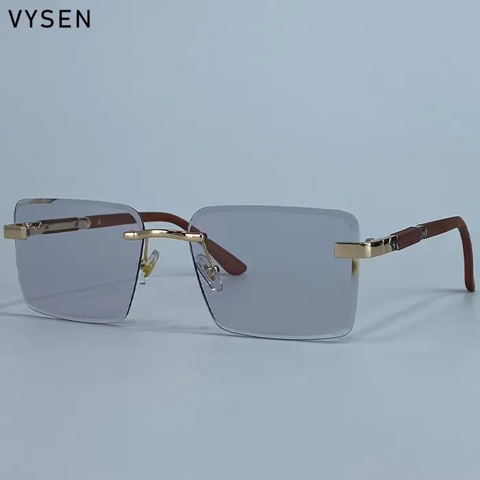 Lunettes de soleil Vintage carrées sans bords pour hommes, marque de luxe Punk, Anti-lumière bleue, 