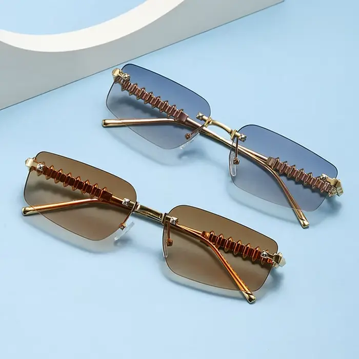 Lunettes de soleil vintage sans monture pour femmes et hommes