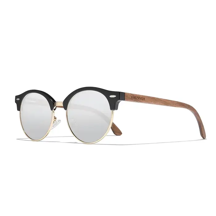 Lunettes de soleil vintage en bois de noyer noir pour femmes et hommes