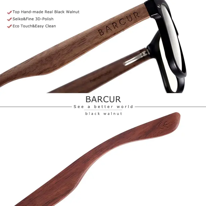 Lunettes Anti-rayons bleus en bois de BARCUR