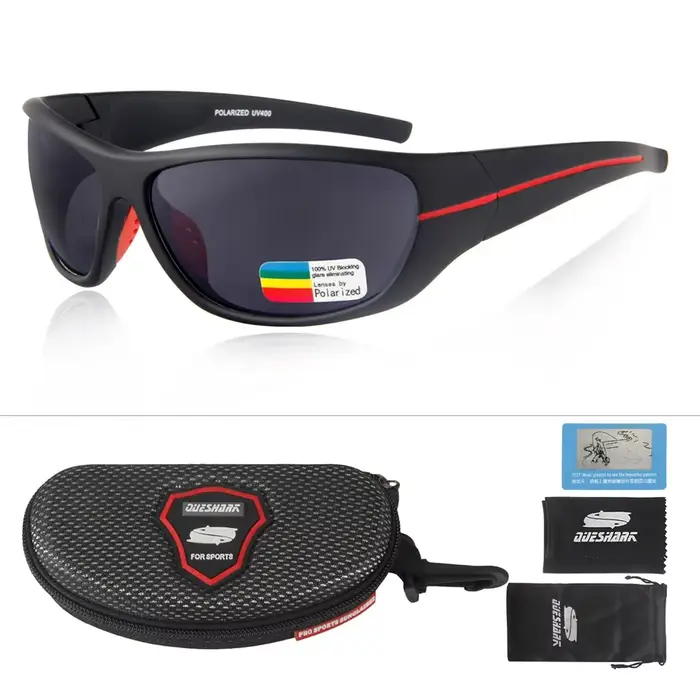 QUESHARK hommes femmes HD polarisé Sport pêche lunettes de soleil UV400 Anti-éblouissement randonnée