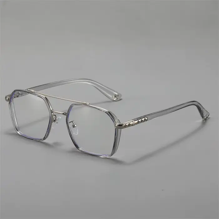 Lunettes de vue rétro à double pont avec verres transparents géométriques