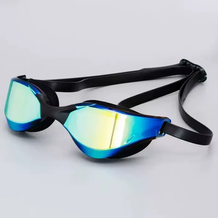 Lunettes de natation de compétition professionnelles anti-buée avec protection UV, en silicone rouge