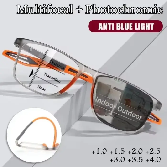 Lunettes de lecture photochromiques multifocales pour hommes