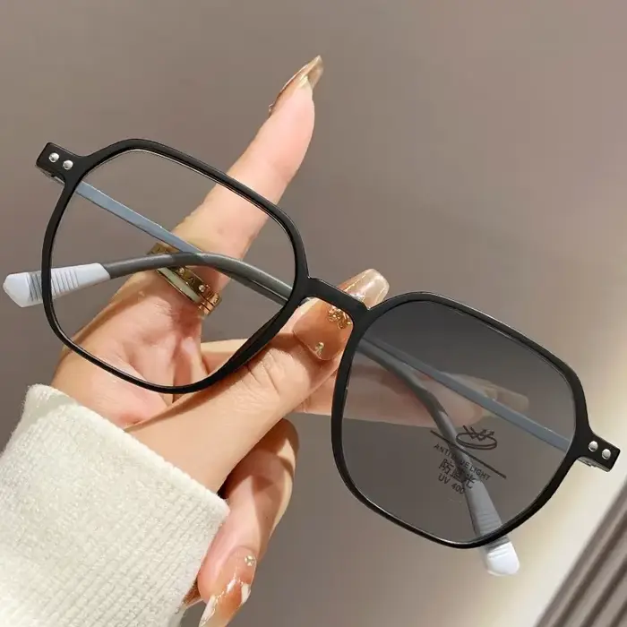 Lunettes de myopie photochromiques à grande monture pour hommes et femmes, à la mode, à jante complè