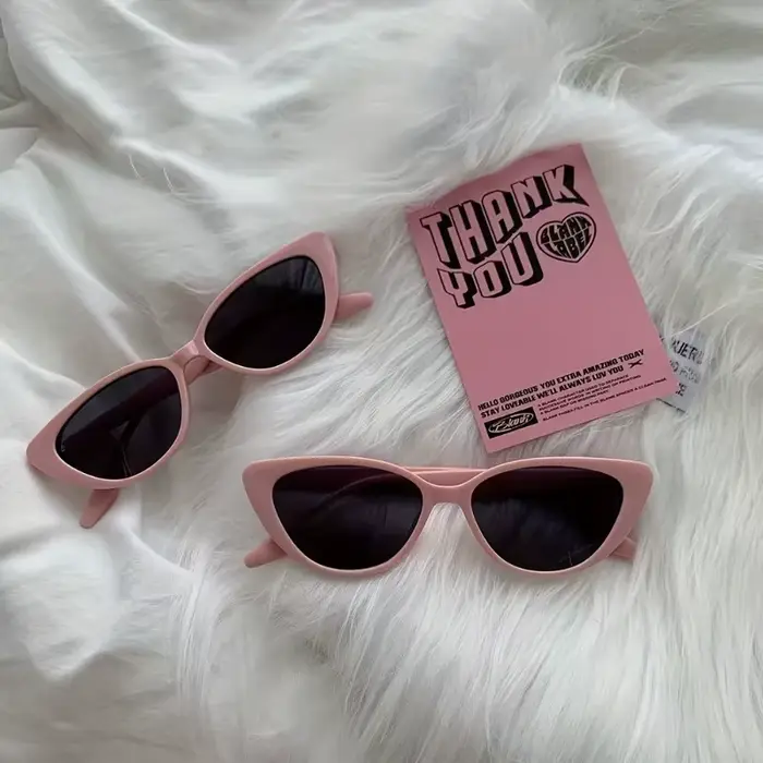 2 paires de lunettes pour femmes œil-de-chat roses, haut de gamme, rétro et polyvalentes, petite mon