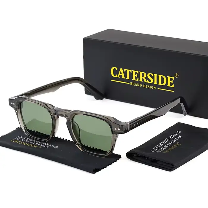 Lunettes de soleil polarisées rétro CATERSIDE pour hommes, monture carrée large en acétate, lunettes