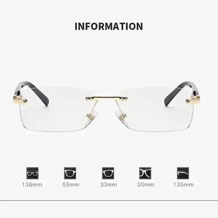 Lunettes de myopie photochromiques carrées sans bords pour hommes et femmes, Anti-UV, pour myopie, r