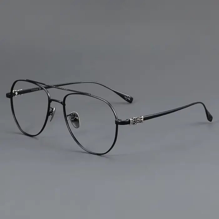FIRADA mode lunettes rétro pur titane aviateur lunettes confortable Double faisceau Prescription lun