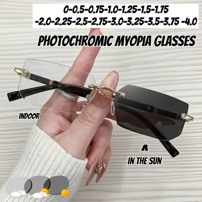 Lunettes de myopie à couleur changeante sans monture pour hommes