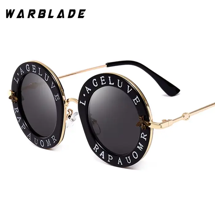Lunettes de soleil rétro pour femmes, nouvelle mode abeilles, lettres rondes, monture transparente, 