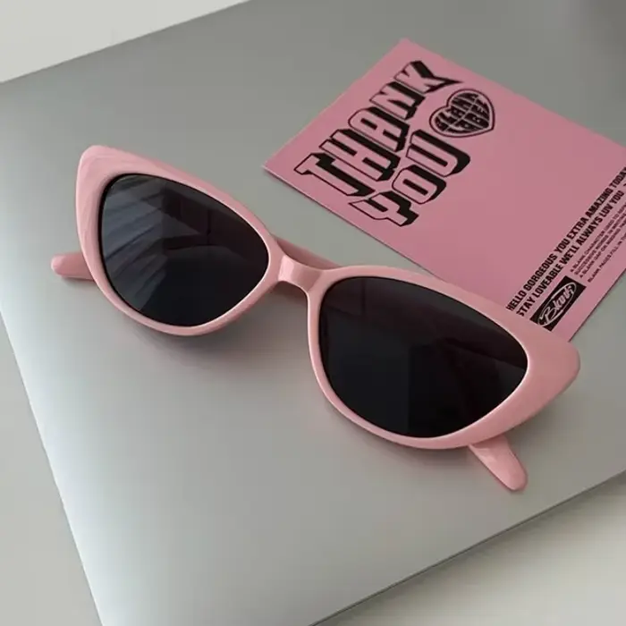 Lunettes de soleil œil de chat rose pour femmes, rétro Premium, Protection solaire pour hommes, lune