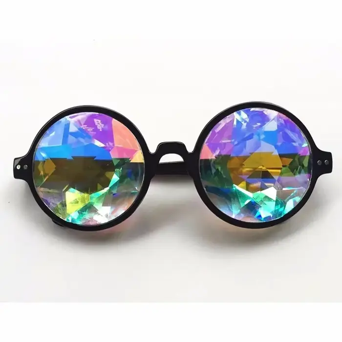 Lunettes de soleil rondes holographiques pour hommes et femmes, carnaval, fête, festival, rave, rein