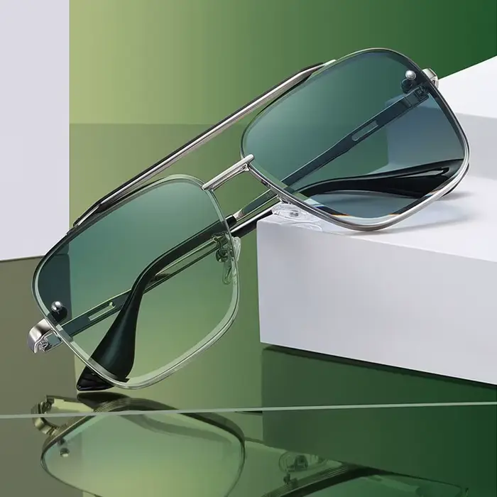 Lunettes de soleil dégradées pour hommes, grandes lunettes de soleil à monture métallique pour femme