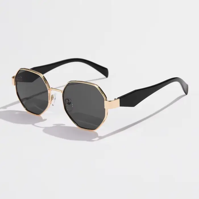 Lunettes de soleil en métal polygone pour femmes, montures Vintage pour femmes, marque de luxe, Desi