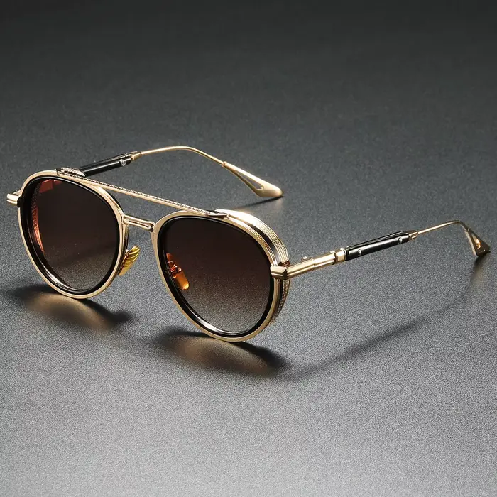 Lunettes De soleil exquises hommes 2025 nouvelle marque concepteur rond pilote Punk
