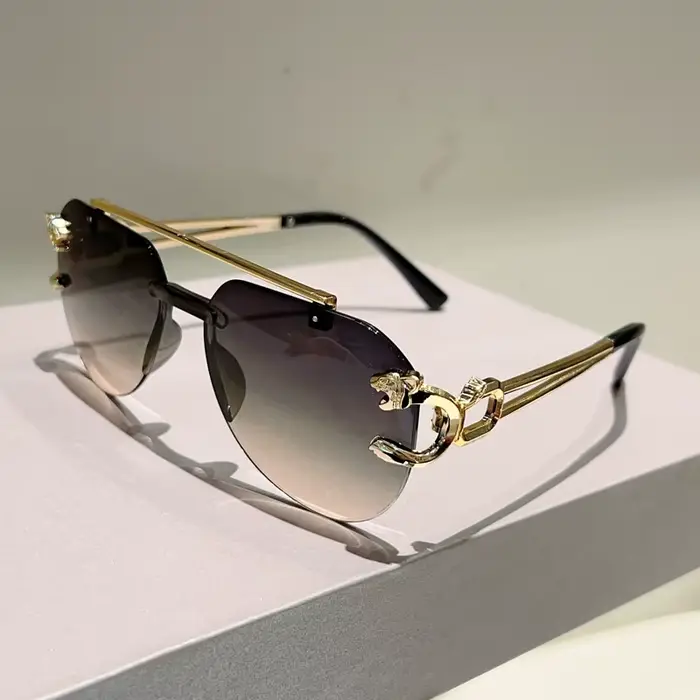 Lunettes de soleil sans monture biseautées pour femmes, lunettes de protection UV rétro élégantes po