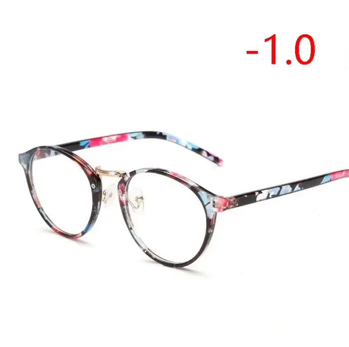 Lunettes rondes rétro pour hommes et femmes, ultra légères, pour myopie, verres de myopie finis -1 -