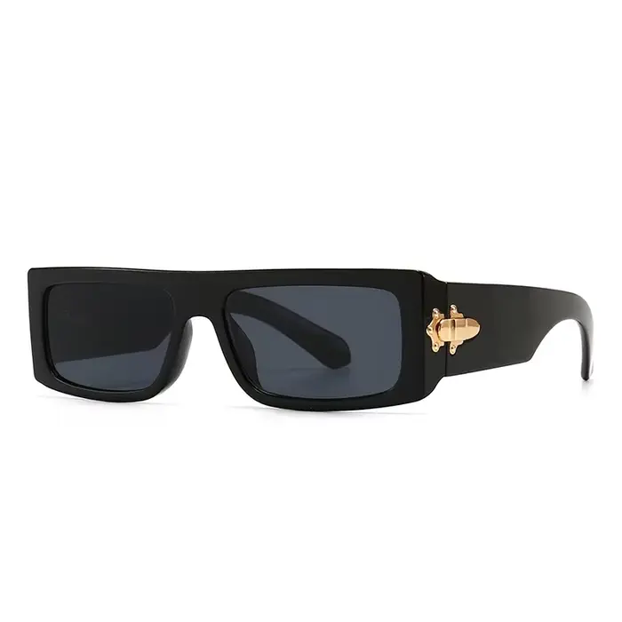 Lunettes de soleil carrées vintage pour femmes et hommes, marque de luxe, designer, petit cadre, pla