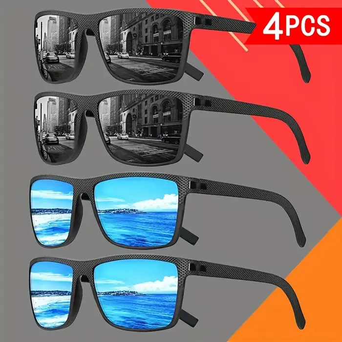Ensemble de 4 lunettes tendance pour hommes et femmes, lunettes carrées classiques de créateur, verr