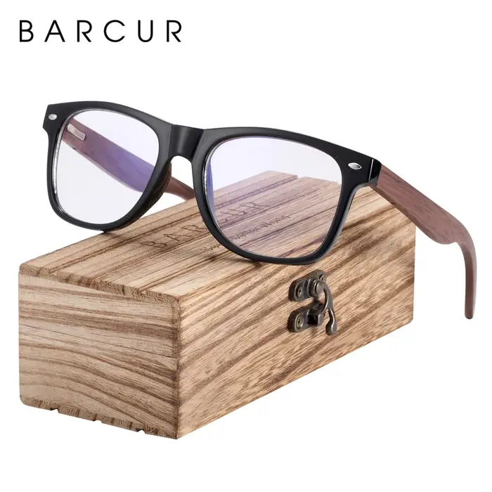 Lunettes Anti-rayons bleus en bois de BARCUR lunettes d'ordinateur lunettes optiques Anti-blocage de