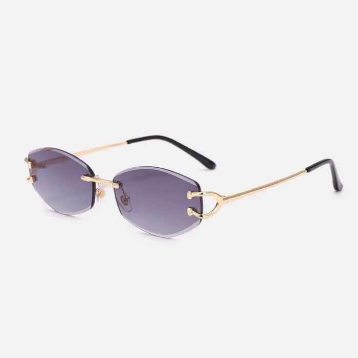 Lunettes de soleil polygone sans bords pour hommes et femmes, UV400, en métal, de marque de styliste