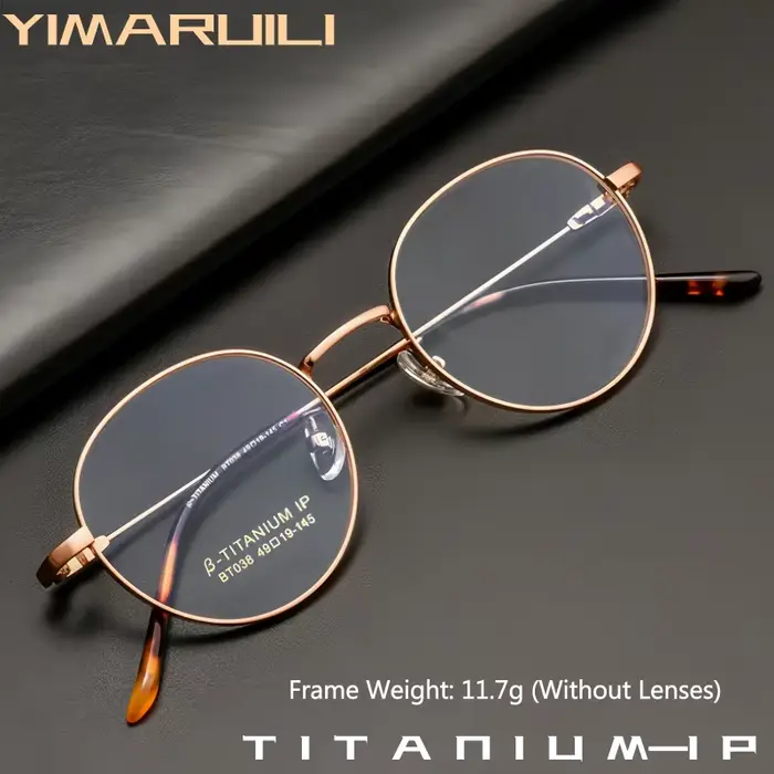 YIMARUILI rétro rond petit visage hommes et femmes titane lunettes cadre Ultra-léger Simple optique 