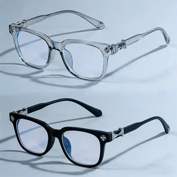 Lunettes carrées classiques anti-lumière bleue, 1 pièce, pour hommes et femmes, monture noire et tra