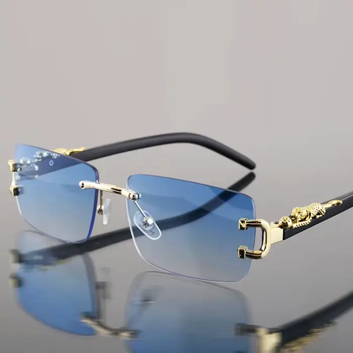 Lunettes de soleil rectangulaires sans monture pour hommes et femmes